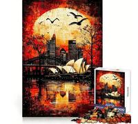 Crimson Tide︰ Gothic Sydney at Sunset Jigsaw Puzzle for Teenagers 1000 Pieces Strong Memory Calm Daily Joyful Challenge Xmas Gift (38x52cm)