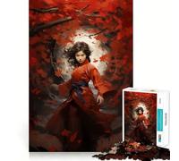 Crimson Warrior Woman 1000 Pieces Jigsaws Adults Puzzles Gifts Reason Skill Nice Thick Happy Challenge Fine Art (38x26cm)