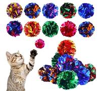 Crinkle Cat Toy Balls, 24 Pcs 1.96'' Mylar Balls, Interactive Crinkle Ball, Colorful Paper Ball Chase Training Activity for Cats kitten Assorted Color, Chase Training Activity for Cats (24 Pack)