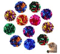 Crinkle Cat Toy Balls, 24 Pcs 1.96'' Mylar Balls, Interactive Crinkle Ball, Colorful Paper Ball Chase Training Activity for Cats kitten Assorted Color, Chase Training Activity for Cats (12 Pack)