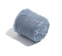Crinkle Chiffon Ribbon， Chiffon Ribbon 5 Meter Roll 4cm Width Multicolor Frayed Edge(Blue Gray)