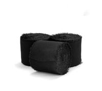 Crinkle Chiffon Ribbon， Chiffon Ribbon Pack of 3 Multicolor 4 cm x 5 m for Gift Wrapping and Wedding Decorations(3ROLLS-Black)