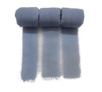 Crinkle Chiffon Ribbon， Chiffon Ribbon Pack of 3 Multicolor 4cm X 5m Fringe Frayed Edges DIY Craft Bow Wrapping(Dusty Blue)