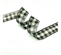 Crinkle Chiffon Ribbon， Organza Ribbon 5 Yards 25mm Multicolor(Black-White 01)