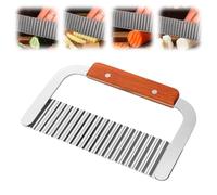 Crinkle Chip Cutter, Potato Chipper, Stainless Steel Potato Crinkle Cutter, Wavy Blade chip Cutter Vegetable Chopper (Silver,1Pcs)
