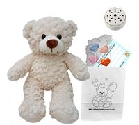 Crinkle Cream Teddy Bear - Soft Plush Toy - 10 inch / 25cm - Build Your own Teddy Bear - Party Kit with 60 Second recordable Voice Box