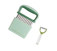 Crinkle Cutter for Veggies,Stainless Steel Wave with Protective Case and Handle - Potato Chopper, Carrot Slicer,French Fry, Onion Chopping Knife.with a Free Peeler. (Green)