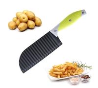 Crinkle Cutter for Veggies, VRULFA French Fry Cutter for Potatoes, Cucumber, Carrot and Fruit, Stainless Steel Wave Fries Cutter Slicer With Non-slip Handle, Dishwasher Safe