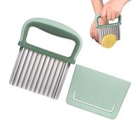 Crinkle Cutter Stainless Steel Potato Peeler French Fry Cutter Kitchen Tool Fruit and Vegetable Wave Cutting Tool (Green)