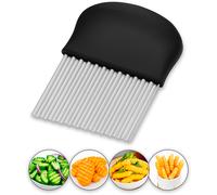 Crinkle Cutter Stainless Steel Slicer for French Fires With Handle - Black