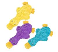 Crinkle Dog Toy for Small, Medium, and Large Breeds by Best Pet Supplies - No Stuffing Duck with Soft Squeaker, Fun for Indoor Puppies and Senior Pups, Yellow, Purple & Turquoise, size