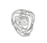 Crinkle Geometric Pearls Adjustable Opening Rings Eye Catching Finger Jewelry Suitable for Daily Wear