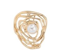 Crinkle Geometric Pearls Adjustable Opening Rings Eye Catching Finger Jewelry Suitable for Daily Wear