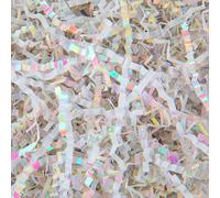 Crinkle Paper Shred Filler, 50g Gift Basket Stuffing for Crafts | Diamond White Color, Crinkle Cut Texture, 1.76oz, For Christmas, Wedding, Birthday, And Party Decor