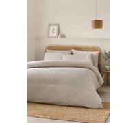 Catherine Lansfield Crinkle Seersucker King Duvet Cover Set with Pillowcases Natural