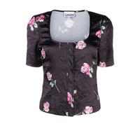 Crinkled Satin Blouse - female - Ganni - Blouses - Black - XS - Blouses & Shirts XS