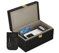 Crinwaki Faraday Box for Car Keys with Spare Faraday Pouch, Extra Large Car Key Signal Blocker Box - Anti-Theft RFID Key Fob Protector, Signal Blocking Box for Car Keys 22x13.2x10.5cm