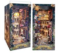 CRIOLPO Book Nook Kit with LED Lights, DIY Miniature House Kit Dolls House Kit, 3D Wooden Puzzle Bookend Booknook Book Shelf Decoration Gift for Teens Adults