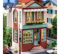 CRIOLPO DIY Doll House Miniature House Kit, Wooden Doll House Kit, Tiny House Making Kit, Inventive Room With Furniture, Miniature House Kits For Adults, For Craft Enthusiasts - Manxing Dessert Shop
