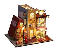 CRIOLPO DIY Doll Miniature House Kit, Book Nook Kit Doll house Miniature with Furniture DIY Wooden Crafts Mini Handmade Kit 3D Wooden Puzzle with Sensor Led Light(Outside The Book)
