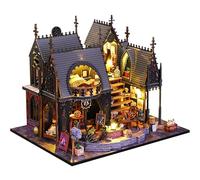 CRIOLPO DIY Doll Miniature House Kit, Book Nook Kit Doll house Miniature with Furniture DIY Wooden Crafts Mini Handmade Kit 3D Wooden Puzzle with Sensor Led Light (Luna's Magic House)