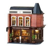 CRIOLPO Doll House Miniature DIY Kit, Inventive Woodcrafts For Adults, Tiny Handmade Doll House With Furniture, Miniature House Kits For Adults, Unique Home DéCor Kit - Corner Western Restaurant