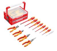 CRIPOP 12 PCS Insulated Electrical Screwdrivers&Pliers Set - 1000V VDE Tested & GS Certified - Includes Voltage Tester, 4 Phillips&3 Slotted Screwdrivers, 4 Insulated Pliers and 2 Stackable Tool Box
