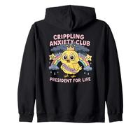 Crippling Anxiety Club Funny Cute Sad Bird Zip Hoodie