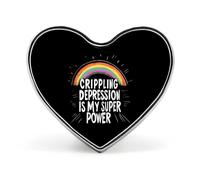 Crippling Depression Is My Super Power Heart Shaped Enamel Brooch Pin Button Badges Decoration Hat Clothing Bag Accessories Gift Crafts