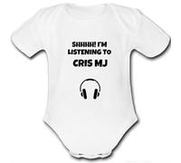 CRIS MJ MUSIC FAN present from for a mum mummy dad daddy gift Unique Baby Vest Grow Babygrow Cute PERSONALISED Custom Boys Girls Unisex SHH I'M LISTENING TO