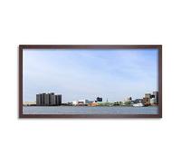 Crisco 1492 Skyline Detroit City Michigan Panorama Photo left Framed Wall Art Print Long 25X12 Inch