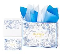 Crisky 13" Large Wedding Gift Bag with Greeting Card Tissue Paper Envelopes (Happily Ever After) for Bridal Shower Engagement Party Women/Wife/Sister/Mom/Aunt/Friends