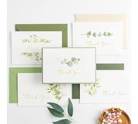 Crisky 50 Pack Eucalyptus Thank You Cards With Envelopes Greenery Thank You Cards for Wedding,Bridal Shower,Baby Shower,Small Business,Graduation