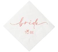 Crisky 50 Pcs Bride to Be Rose Gold Foil Cocktail Disposable Paper Napkins for Engagement, Wedding, Bridal Shower Party Decoration, 3-Ply