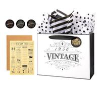 Crisky 70th Birthday Gift Wrap Bag Vintage 1954 with 70th Birthday Card Matching Envelope Sticker and Tissue Paper for Women/Men/Wife/Husband/Mom/Dad, 13" x 10" x 5"