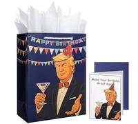 Crisky Funny Birthday Gift Bag for Men with Funny Birthday Card for Men Women Him Her, Blue Gift Bags Great for 30th, 40th, 50th, 60th Bday for Dad Boyfriend Best Friends Coworker