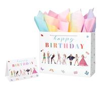 Crisky Large Happy Birthday Gift Bags for Women with Tissue Paper and Card, Music Lovers, Pop Singer Birthday Gift Bag with Handles for Party Decorations Supplies, 13"