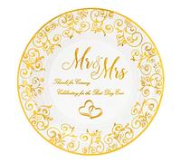 Crisky Wedding Mr and Mrs Gold Plates, Gold Wedding Party Decorations Dessert, Buffet, Cake, Lunch, Dinner Disposable Plates Party Supples, Celebrating for the Best Day Ever! 50 Count, 9" Plate