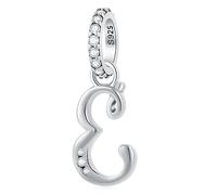 CRISNATA Alphabet CZ Letter E Pendant Charm, 925 Sterling Silver Initial E Dangle Beads fit Engagement Necklace Bracelet, Gift for Easter/Couple/Women/Eid