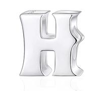 CRISNATA Letter H Charm fits Pandora Halloween Bracelet, Polished 925 Sterling Silver Initial H Alphabet Bead Charms, Gift for Husband/Hanukkah/Her