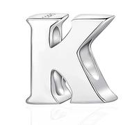 CRISNATA Letter K Charm fits Pandora Snake Bracelet, Polished 925 Sterling Silver Initial K Alphabet Bead Charms, Gift for Boy/Baby Girl/Birthday/King