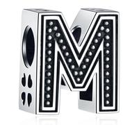 CRISNATA Vintage Initial A-Z Letter Charms, 925 Sterling Silver 26 Alphabet Beads Openwork 4 Leaf Clover, fits European Bracelet Necklace, Gift for Family/Lover/Friends