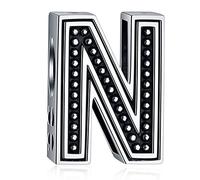 CRISNATA Vintage Initial A-Z Letter Charms, 925 Sterling Silver 26 Alphabet Beads Openwork 4 Leaf Clover, fits European Bracelet Necklace, Gift for Family/Lover/Friends