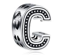 CRISNATA Vintage Initial A-Z Letter Charms, 925 Sterling Silver 26 Alphabet Beads Openwork 4 Leaf Clover, fits European Bracelet Necklace, Gift for Family/Lover/Friends