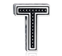 CRISNATA Vintage Initial A-Z Letter Charms, 925 Sterling Silver 26 Alphabet Beads Openwork 4 Leaf Clover, fits European Bracelet Necklace, Gift for Family/Lover/Friends