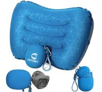 Crisonky Camping Inflatable Pillow with 2-in-1 Silicone Air Pump Storage Bag - Ultralight Travel Pillow for Airplane, Lumbar Support, Dual Valve Easy Inflate, Compressible Ergonomic