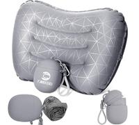 Crisonky Camping Inflatable Pillow with 2-in-1 Silicone Air Pump Storage Bag - Ultralight Travel Pillow for Airplane, Lumbar Support, Dual Valve Easy Inflate, Compressible Ergonomic