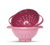 Crisp 2-Piece Mini Colander Berry Baskets With Handles - Food Strainers For Kitchen - Small Colander For Berries, Strawberry & Grape - Dishwasher Safe Berry Strainer - Made in the USA - Pink