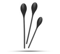Crisp 3 Piece Poly Mixing Spoon Set - Durable Kitchenware Cooking Spoons -Kitchen Spoon - Dishwasher Safe & Mixing Stirring Spoons For Kitchen - Made in the USA - Black