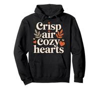 Crisp Air Cozy Hearts Autumn Fall Aesthetic Vibes Pullover Hoodie